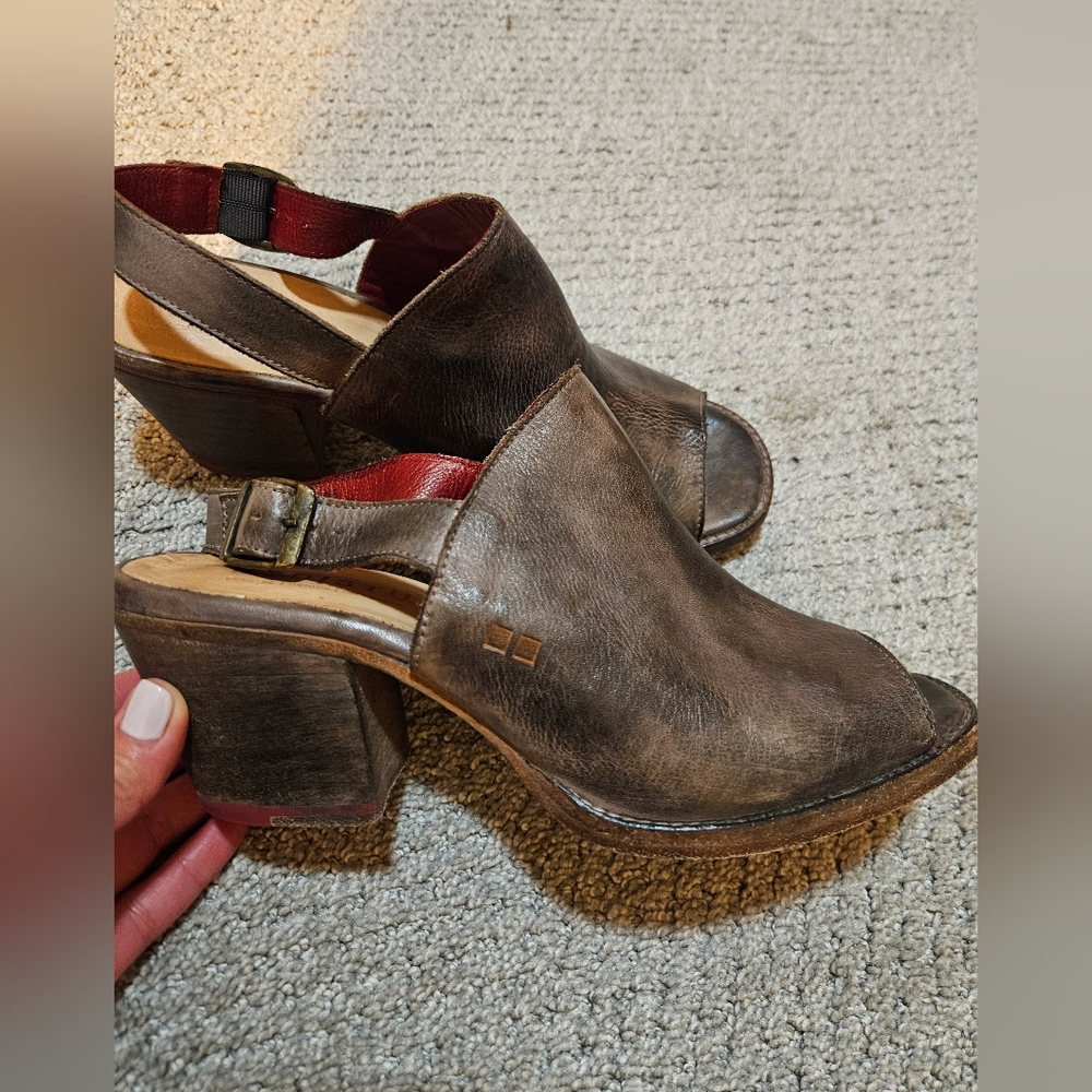 Bed Stu Sierra Slingback Mule Heels Women's Distressed Leather 9.5